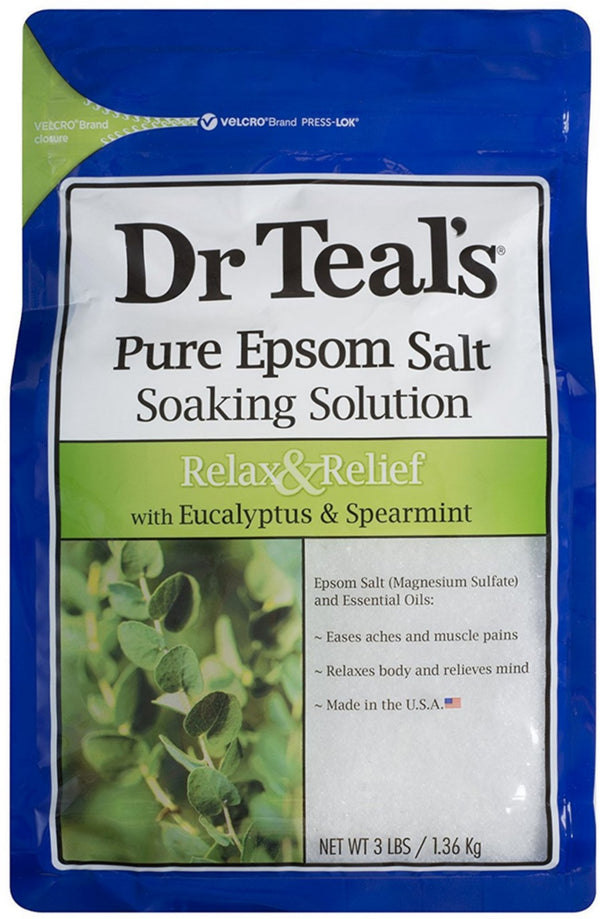 Dr Teals Soaking Solution, Epsom Salt, Relax, Eucalyptus Spearmint 48 oz