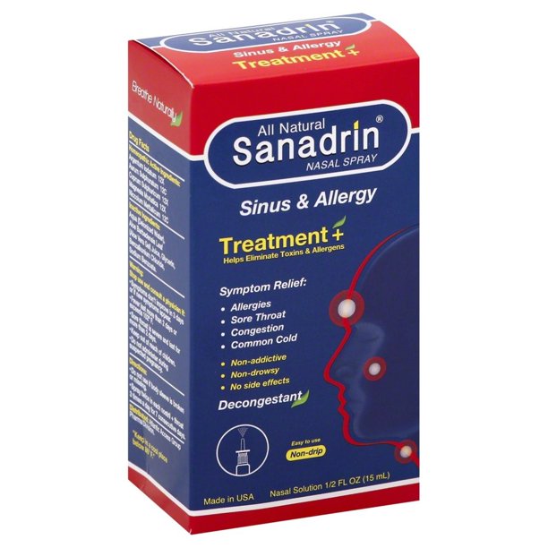 Sanadrin Natural Nasal Decongestant Spray 0.5Oz
