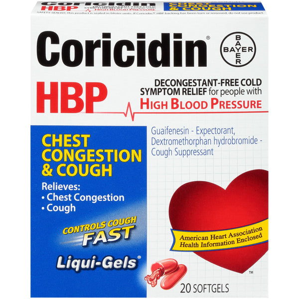 Coricidin HBP, Chest Congestion & Cough Liquid Gels, 20 CT