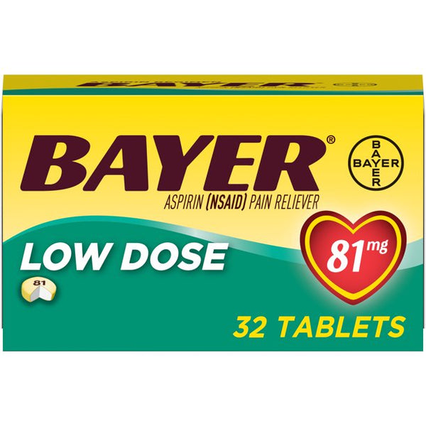 Bayer Aspirin Low Dose 81 mg, 32 Coated Tablets