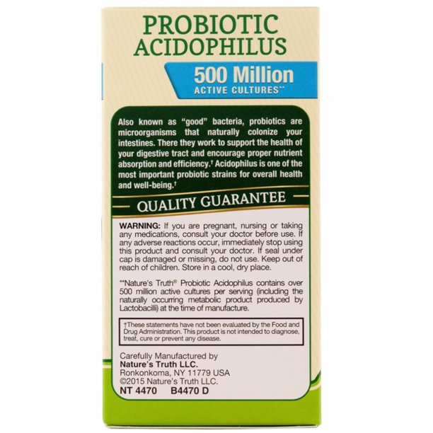 Nature's Truth Probiotic Acidophilus 500 Million 100 Caps