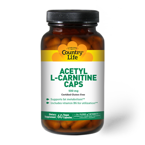 Country Life Acetyl L Carnitine 500mg 60 Vegetable Capsules