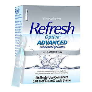 Refresh Optive Advanced Lubricant Eye Drops 0.01 Fl Oz Single-Use Containers, 30 Count