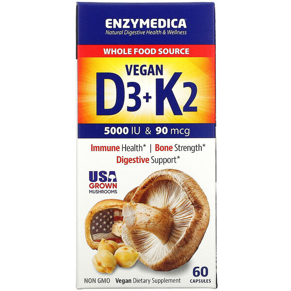 Enzymedica Vegan Vitamin D3 + K2 60 Capsules