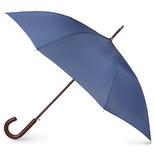 Totes Stately Auto Open Wood Umbrella 9302 Steele Blue