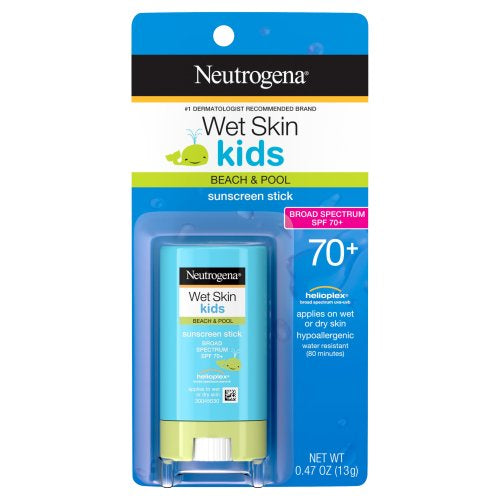 Neutrogena Wet Skin Kids Sunscreen stick, Water-Resistant and Oil-Free SPF 70