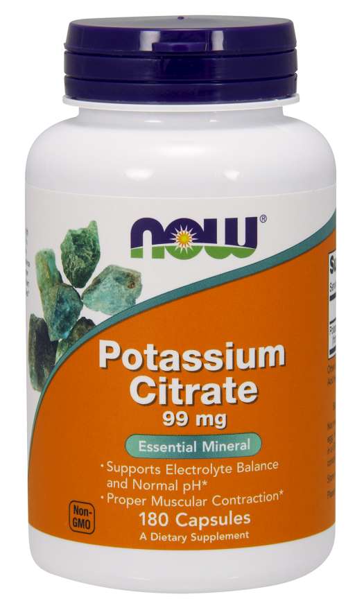 Now Potassium Citrate Capsules 180 Vegetable Capsules