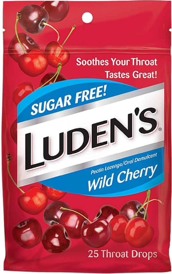 Luden's Sugar Free Throat Drops, Wild Cherry 25 ea