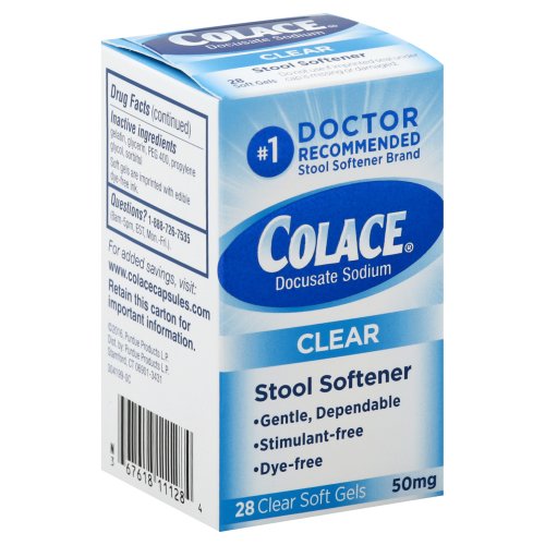 Colace Clear Stool Softener 50mg Soft Gels 28 Count