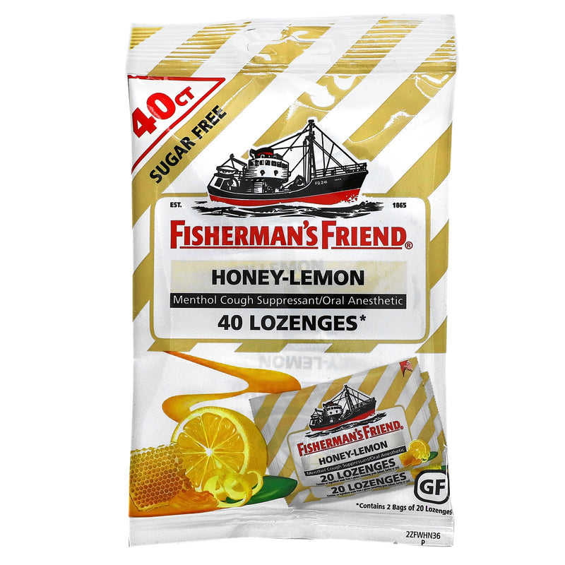 Fisherman's Friend Cough Drops, Sugar Free Honey-Lemon,5.5mg Menthol, 40 Count