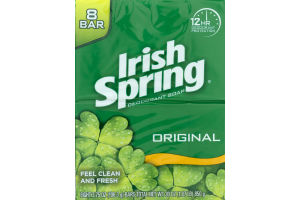 Irish Spring Original Deodorant Bar Soap, 3.7 Oz bars, 8 each