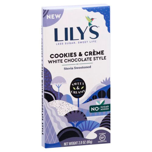 Lily's Sweets, Cookies & Crème White Chocolate Style Bar, 2.8 Oz