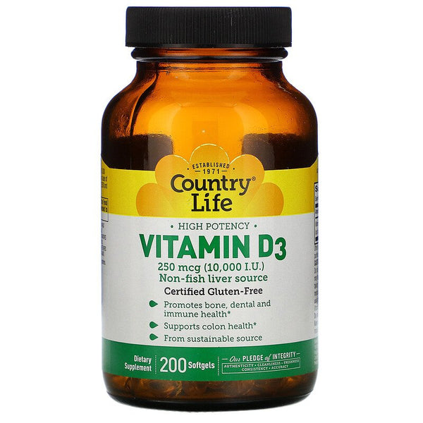 Country Life Vitamin D3 10000 I.U. Softgels