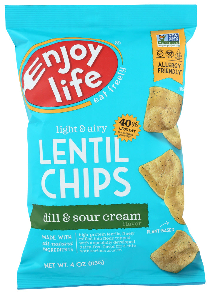 Enjoy Life Dill and Sour Cream Lentil Chips, Dairy Free Chips , 4 oz