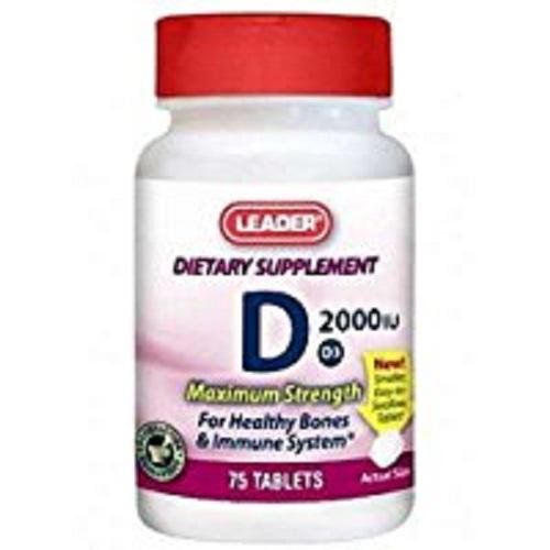 Leader Vitamin D3 2000 IU 75 Tablets