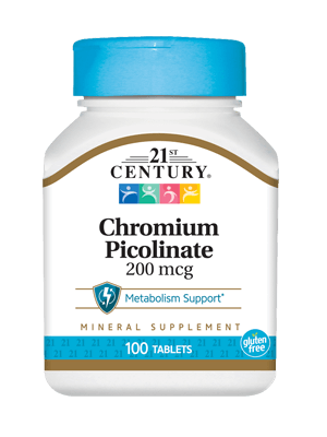 21St Century Chromium Picoliconate 200mcg 100 Tablets