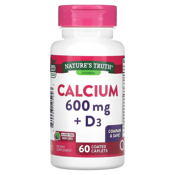 Nature's Truth Calcium 600 mg más vitamina D3 60 Caplets