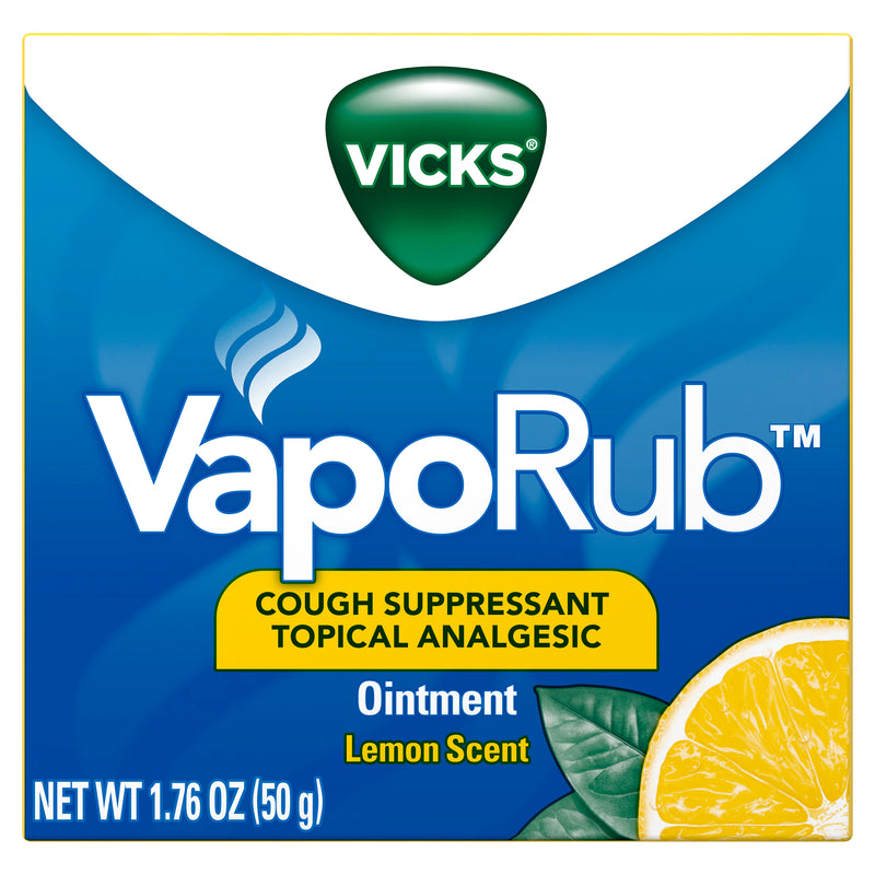 Vicks VapoRub Cough Suppressant Chest Rub Ointment, Lemon, 1.76 Oz