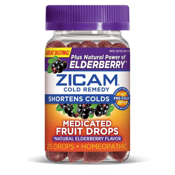 Zicam Cold Remedy Elderberry Medicated Fruit Drops, 25 Count