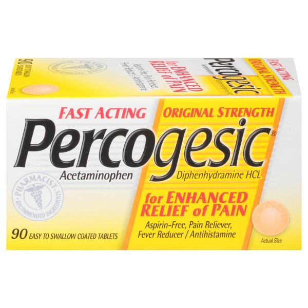 Percogesic Original Strength Acetaminophen 90 Tablets