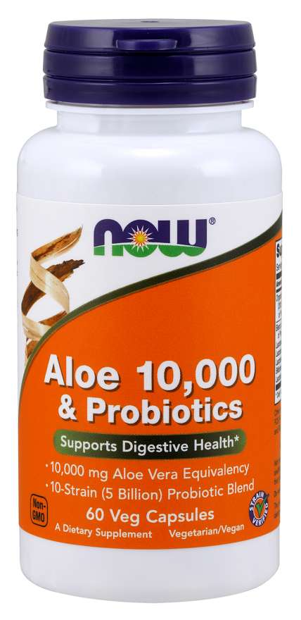 Now Aloe Vera 10000 & Probiotics 60 Vegetable Capsules