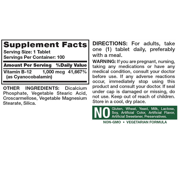 Nature's Truth B-12 1000 mcg 100 Tablets
