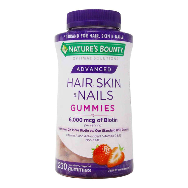 Nature's Bounty Advanced Hair Skin and Nails Gummies 6000 mcg Biotin, Non-GMO