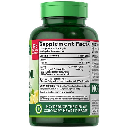 Nature's Truth mini aceite de pescado 1300 mg, limón 100 Softgels