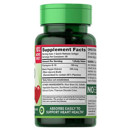 Nature's Truth Coq-10 100 mg más extracto de pimienta negra Softgels