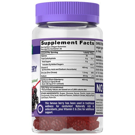 Nature's Truth Elderberry + Vitamin C Zinc Natural Berry Gummies 50ct