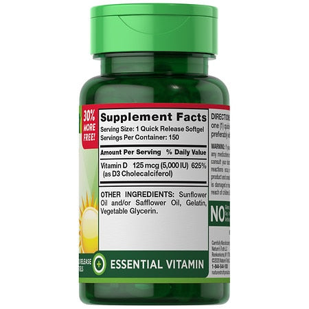Nature's Truth High Potency Vitamin D3 5000 IU 130 Softgels