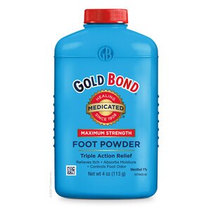 Gold Bond Medicated Foot Powder for Odor Control & Itch Relief, Maximum Strength, 4 OZ