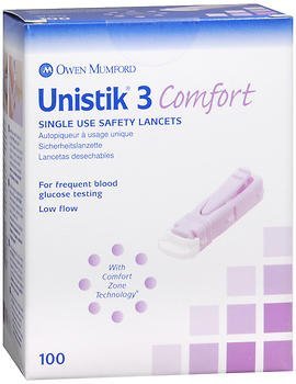 Owen Mumford Unistik 3 Comfort 28G Lancets Box of 100