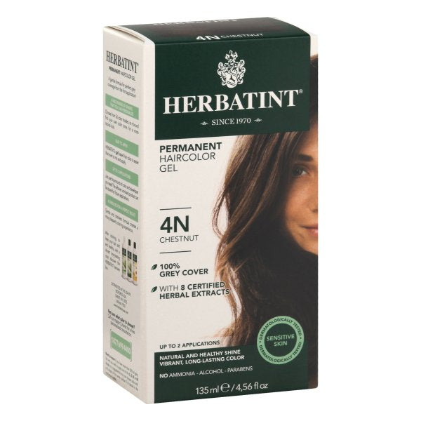 Herbatint Permanent Herbal Haircolor Gel, 4n-Chestnut, 4.5 oz