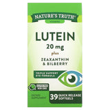 Nature's Truth, Lutein Plus Zeaxanthin & Bilberry 20 mg 39 Softgels