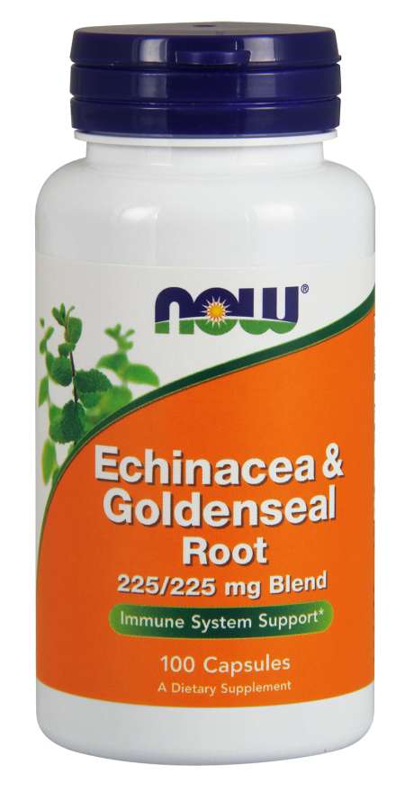 Now Echinacea Goldenseal Root 225/225mg 100 Vegetable Capsules