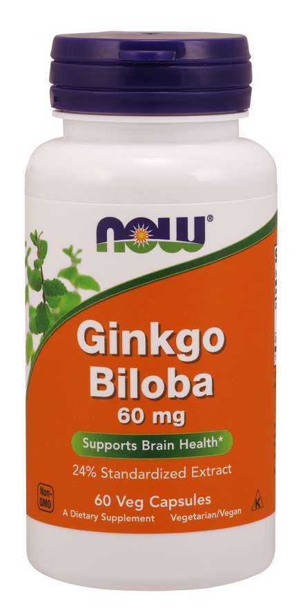 Now Ginkgo Biloba 60mg 120 Vegetable Capsules