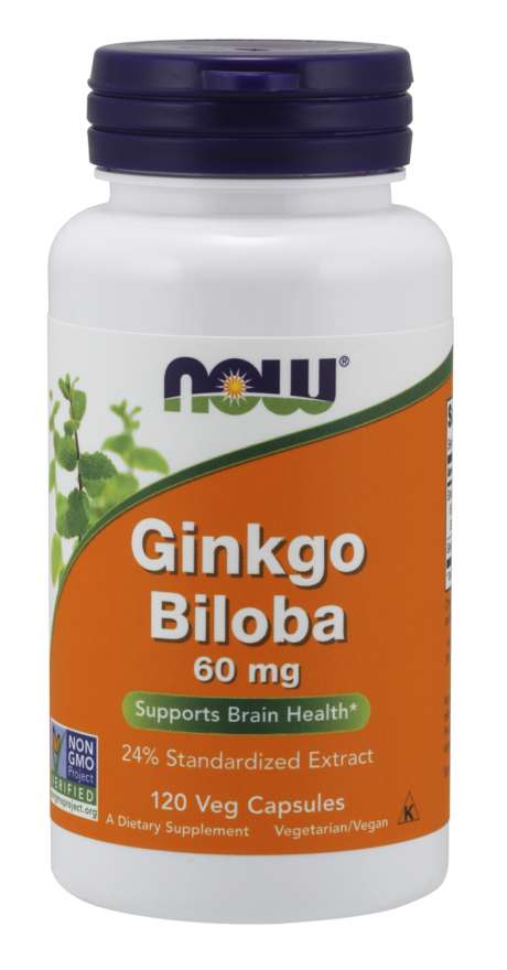 Now Ginkgo Biloba 60mg 120 Vegetable Capsules