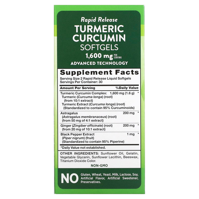 Nature's Truth CURCUMIN CURCUMIN 1600mg 60 Softgels