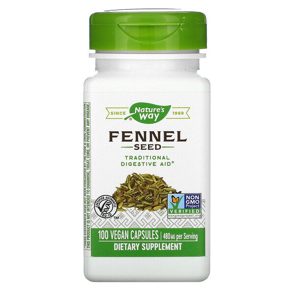 Semilla de hinojo de la naturaleza 480 mg cápsulas veganas