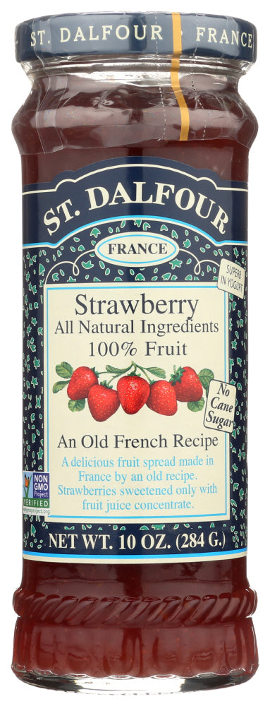St Dalfour Fruit Spread Deluxe 100 Percent Fruit Strawberry, 10 Oz
