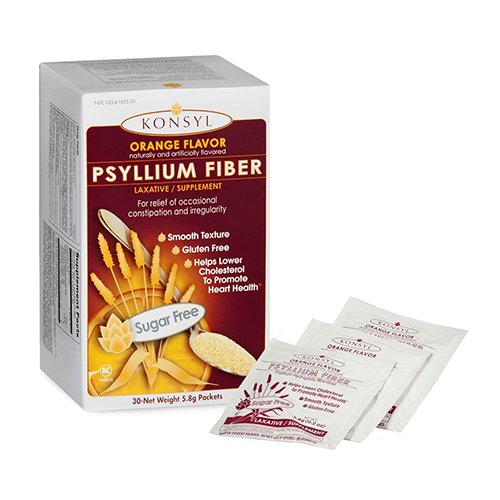 Konsyl Orange Flavor Sugar Free Psyllium Fiber packets 30 Ea