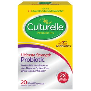 Culturelle Ultimate Fuerza Probiótica - 20 mil millones de UFC - Fórmula de fuerza adicional para adultos, establo de estantería - 30 cápsulas