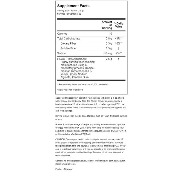 Factores naturales PGX Pendías de pérdida de peso diarias