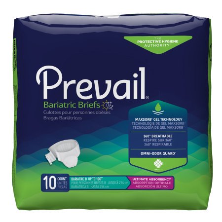 Prevail Bariatric Unisex Adult Incontinence Brief, Disposable, Heavy Absorbency, Size B