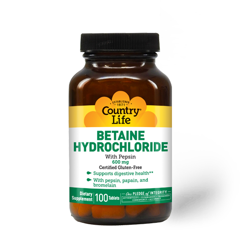 Country Life Betaine Hydrochlorid 600mg 100 Tablets