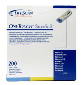 OneTouch® SureSoft Lancet Needle 2.0 mm Depth 21 Gauge Push Button Activated