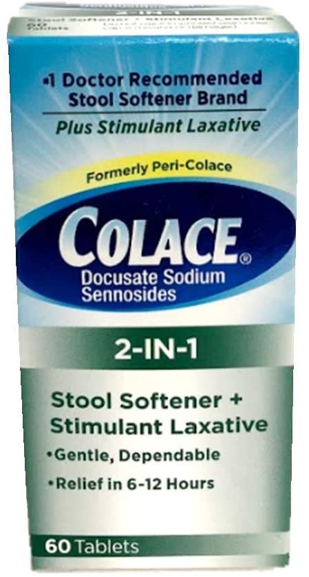 Colace 2-in-1 Stool Softener + Stimulant Laxative, 60 Tablets