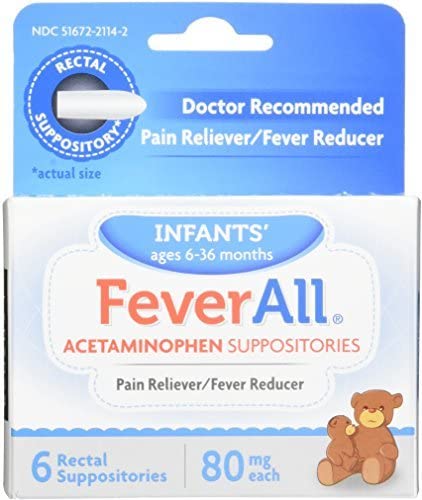Feverall Acetaminophen Suppositories, Infants, 80 mg, 6 Count