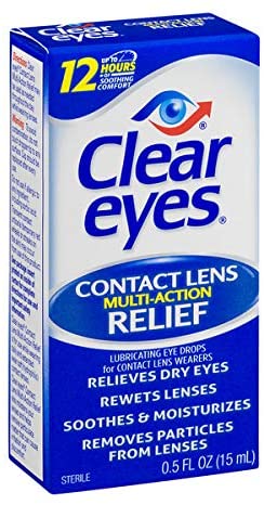 Clear Eyes | Contact Lens Multi-Action Relief Eye Drops | 0.5 FL OZ